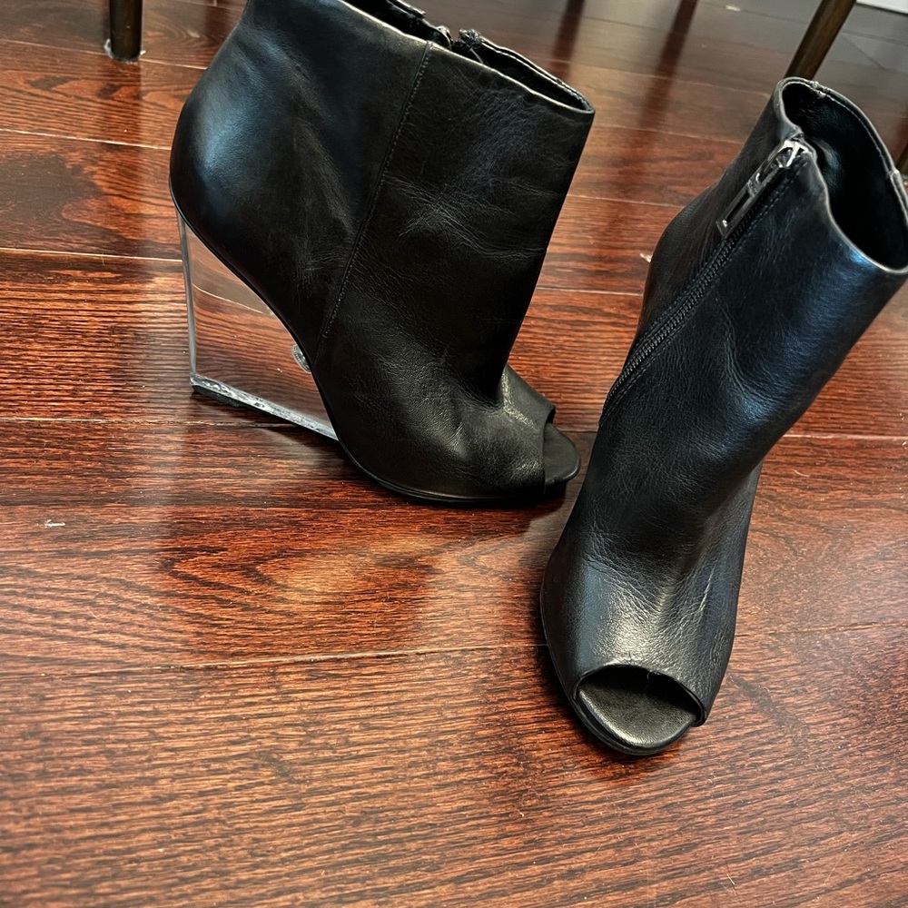 Schutz Lucite Heeled Leather Boots